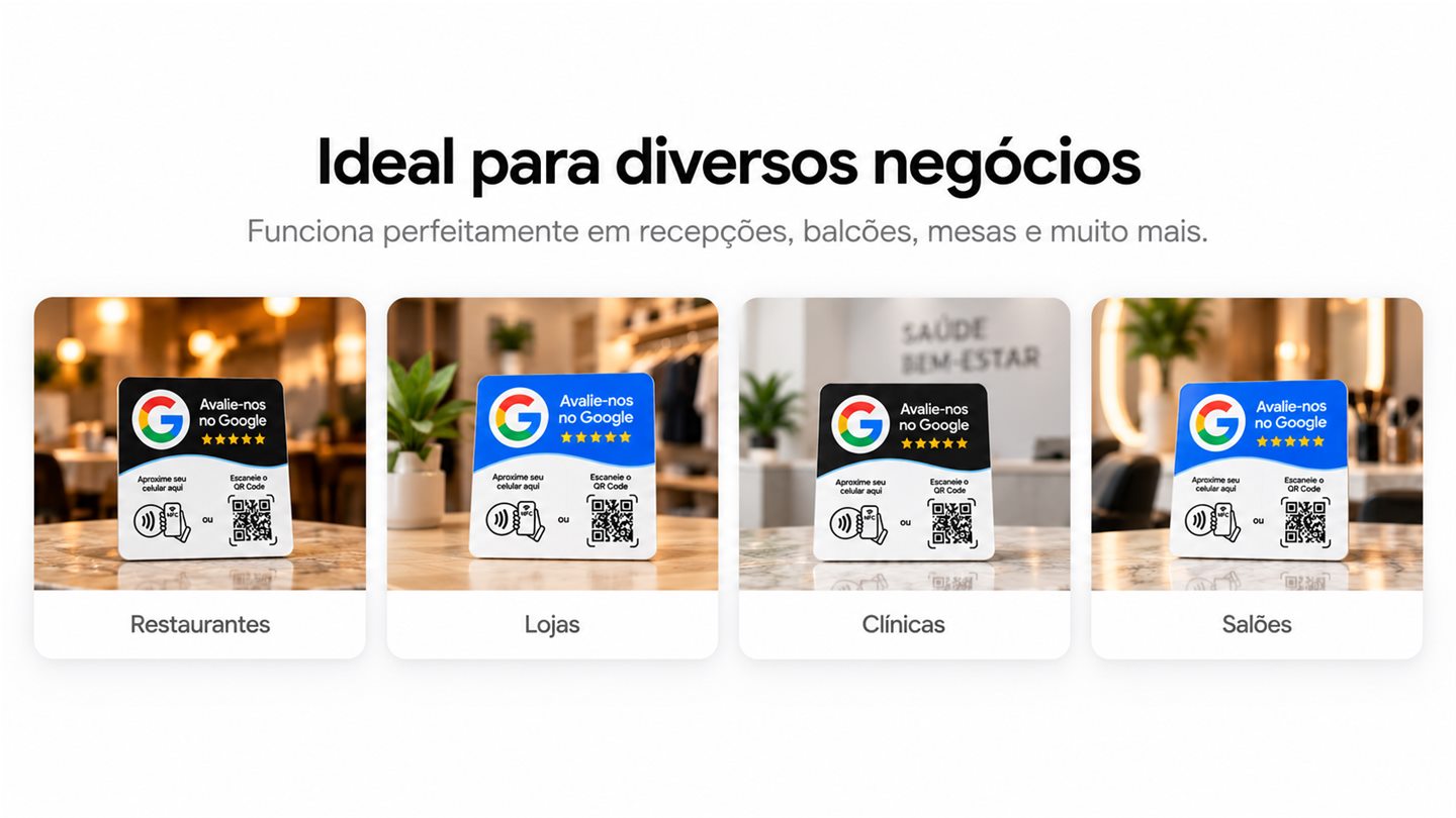 Placas de avaliação para restaurantes, lojas, clínicas e salões
